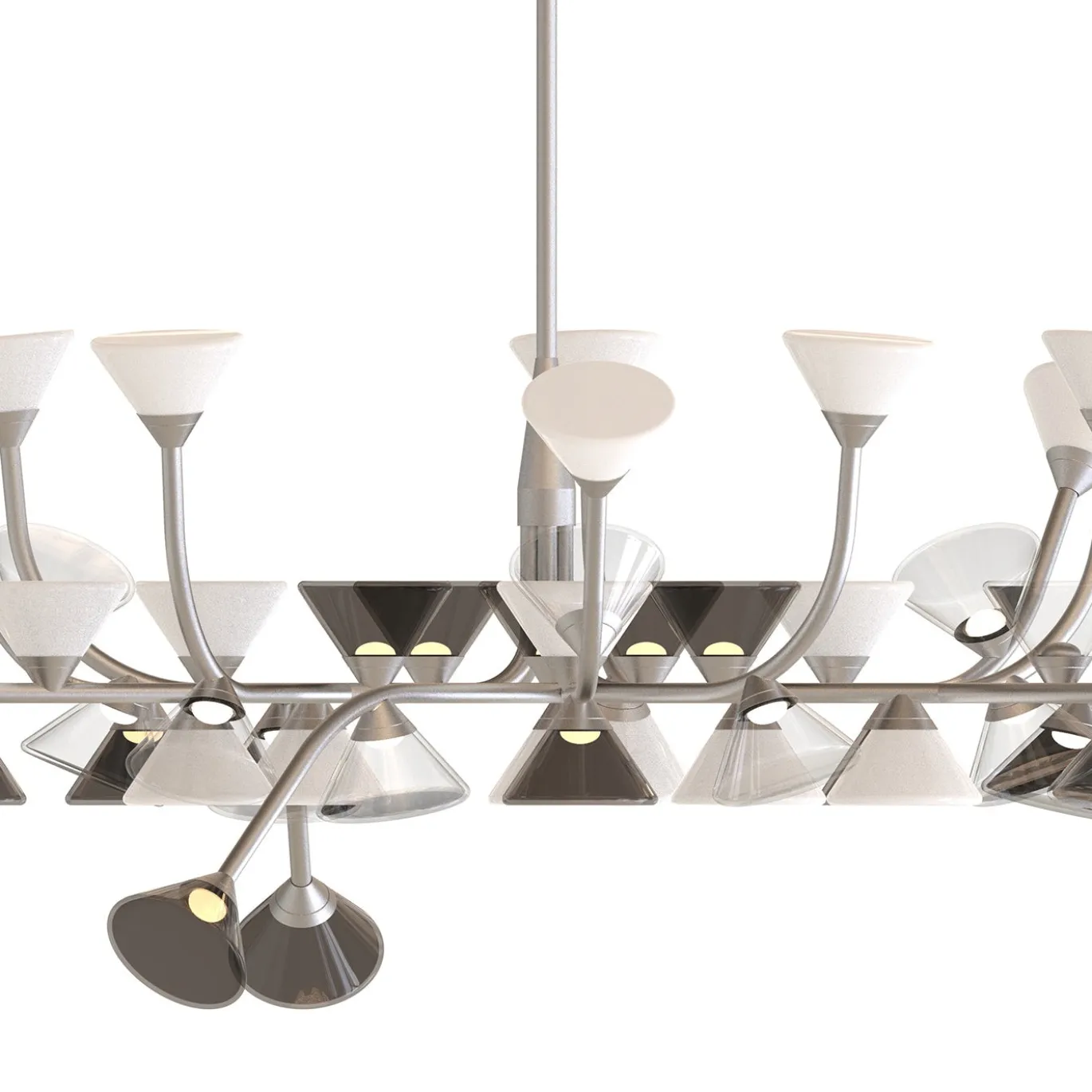 Lampadario Linfa Asimmetrico Lungo Argento
