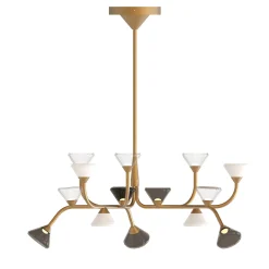 Lampadario Linfa asimmetrico corto bronzo