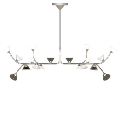 Lampadario Linfa Simmetrico Lungo Argento