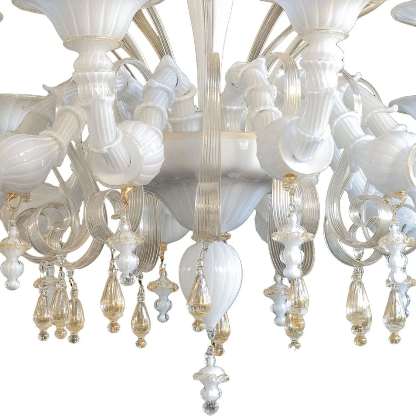 Lampadario Melanie Rezzonico in vetro bianco