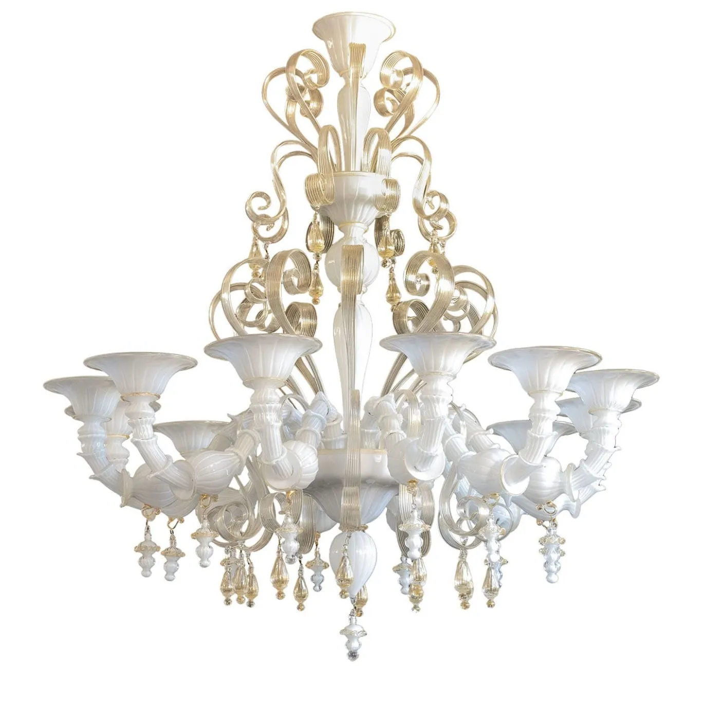Lampadario Melanie Rezzonico in vetro bianco
