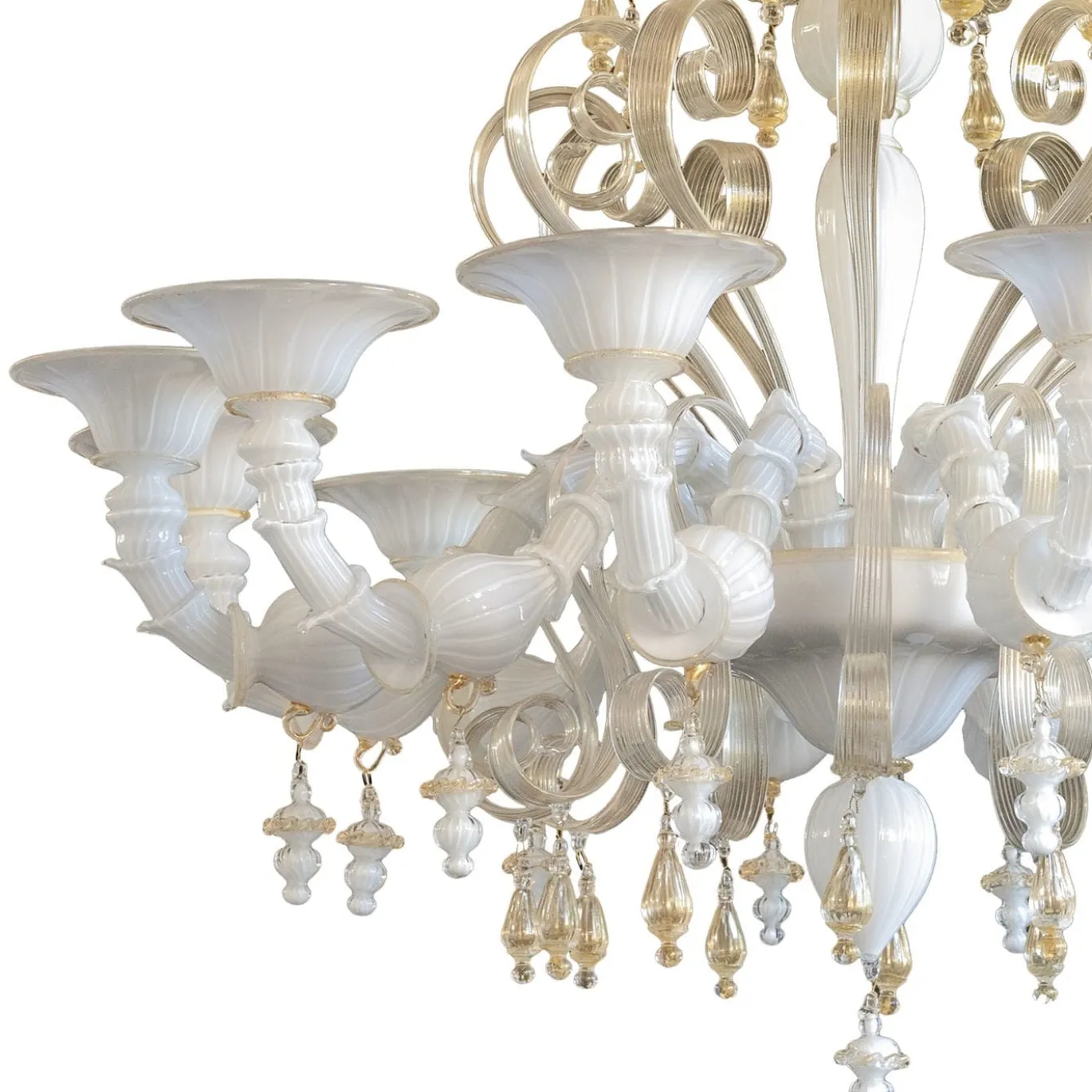 Lampadario Melanie Rezzonico in vetro bianco