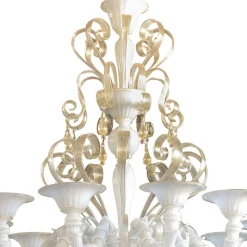 Lampadario Melanie Rezzonico in vetro bianco