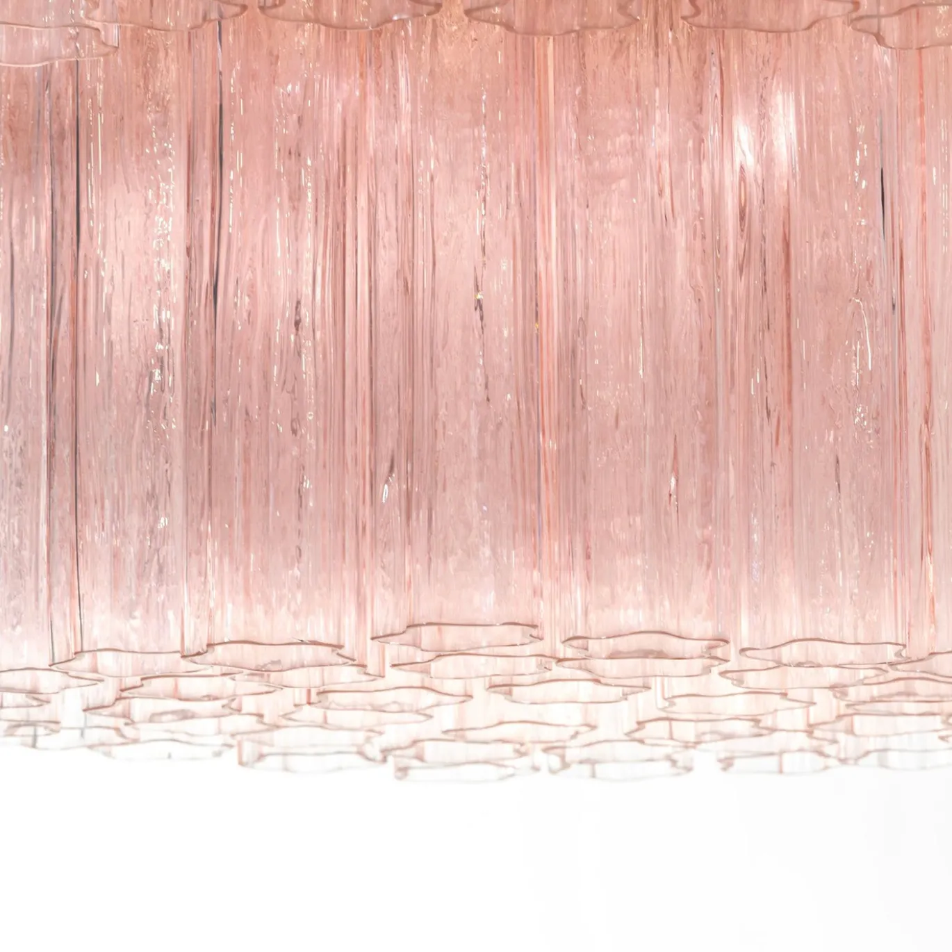 Lampadario Melba Rosa rotondo in vetro rosa