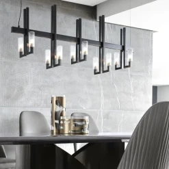 Lampadario Mirage in acciaio nero