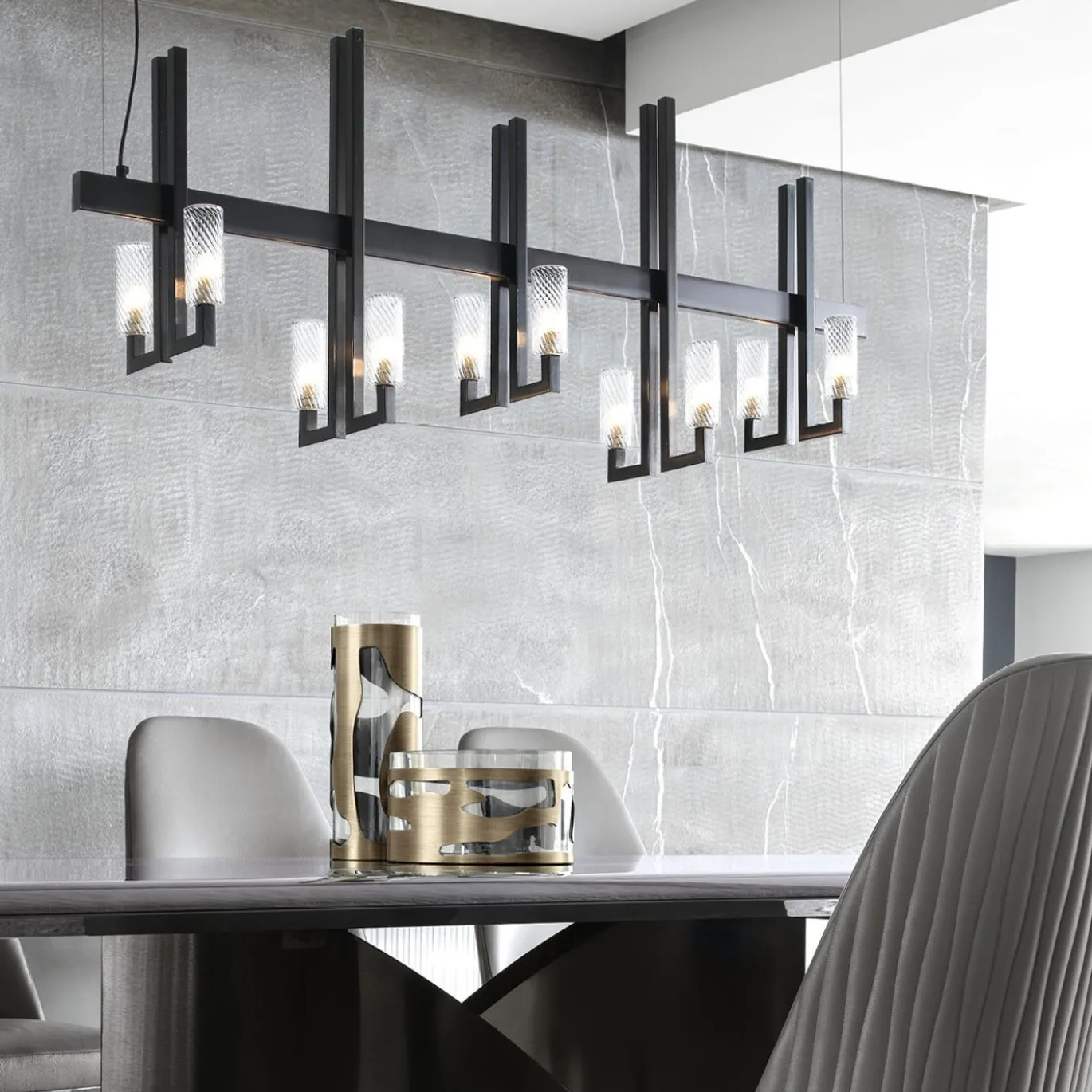 Lampadario Mirage in acciaio nero
