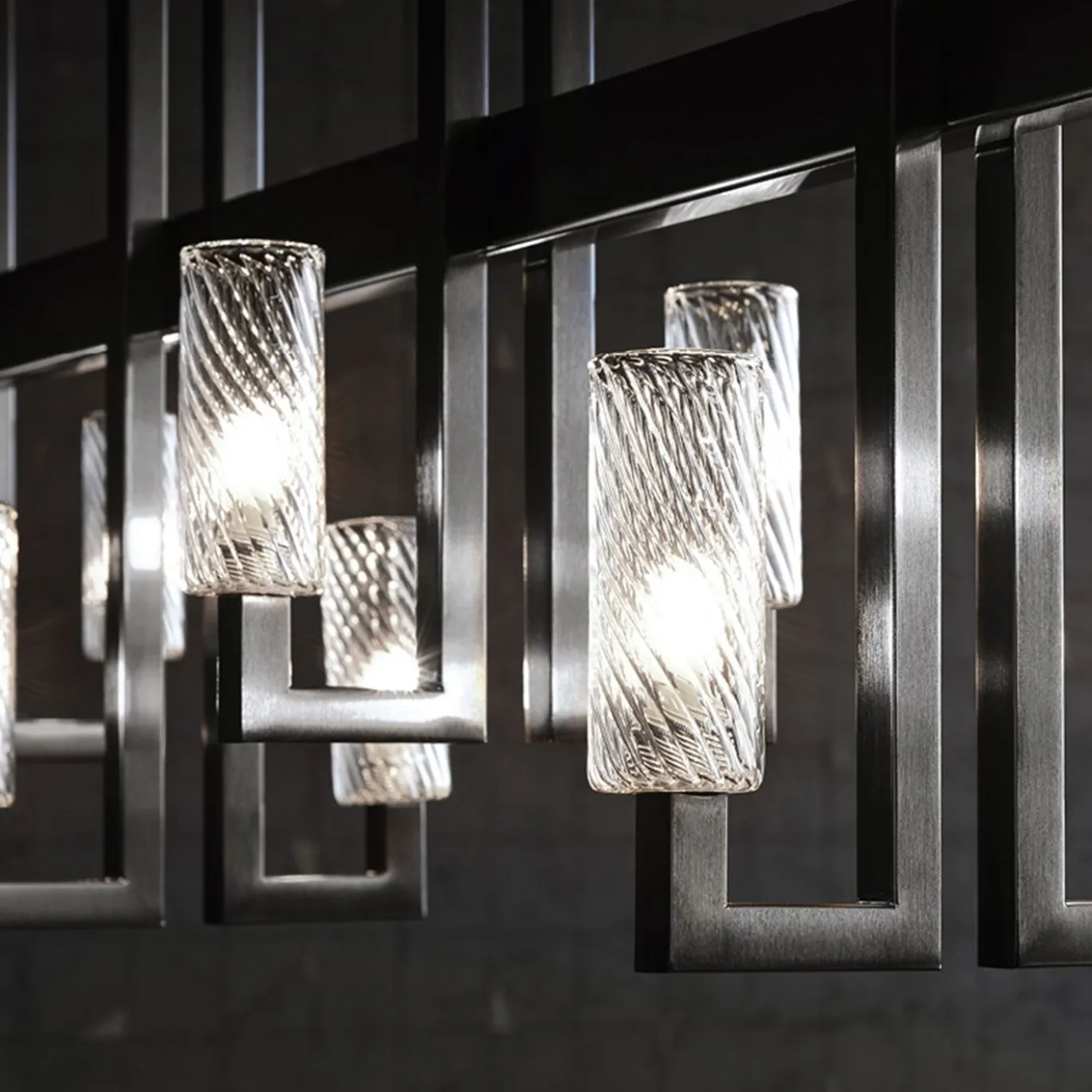 Lampadario Mirage in acciaio nero