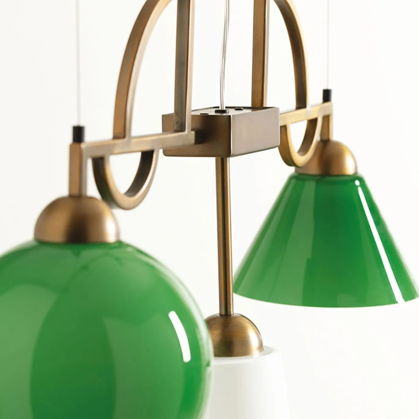 Lampadario Mya in Vetro Verde e Bianco di Lenzia Mondin