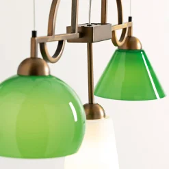 Lampadario Mya in Vetro Verde e Bianco di Lenzia Mondin