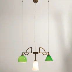 Lampadario Mya in Vetro Verde e Bianco di Lenzia Mondin