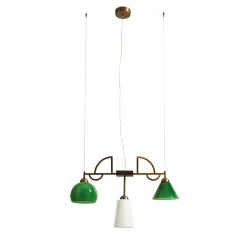 Lampadario Mya in Vetro Verde e Bianco di Lenzia Mondin
