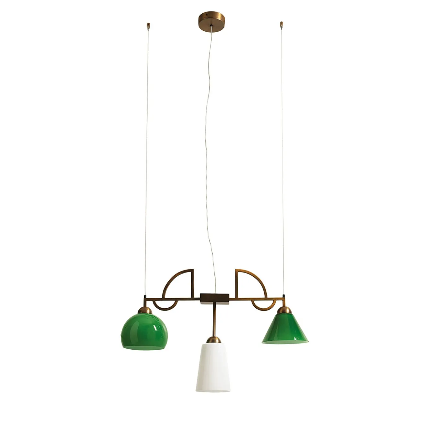 Lampadario Mya in Vetro Verde e Bianco di Lenzia Mondin