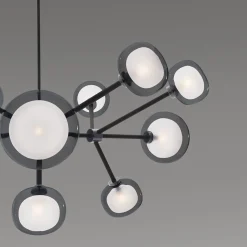 Lampadario Nabila a 12 luci in vetro fumé di Corrado Dotti