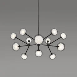 Lampadario Nabila a 12 luci in vetro fumé di Corrado Dotti