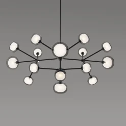 Lampadario Nabila a 16 luci in vetro fumé di Corrado Dotti