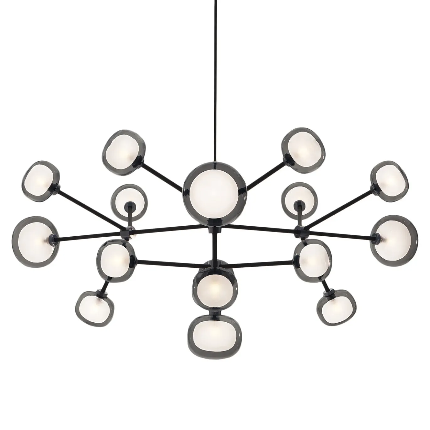 Lampadario Nabila a 16 luci in vetro fumé di Corrado Dotti
