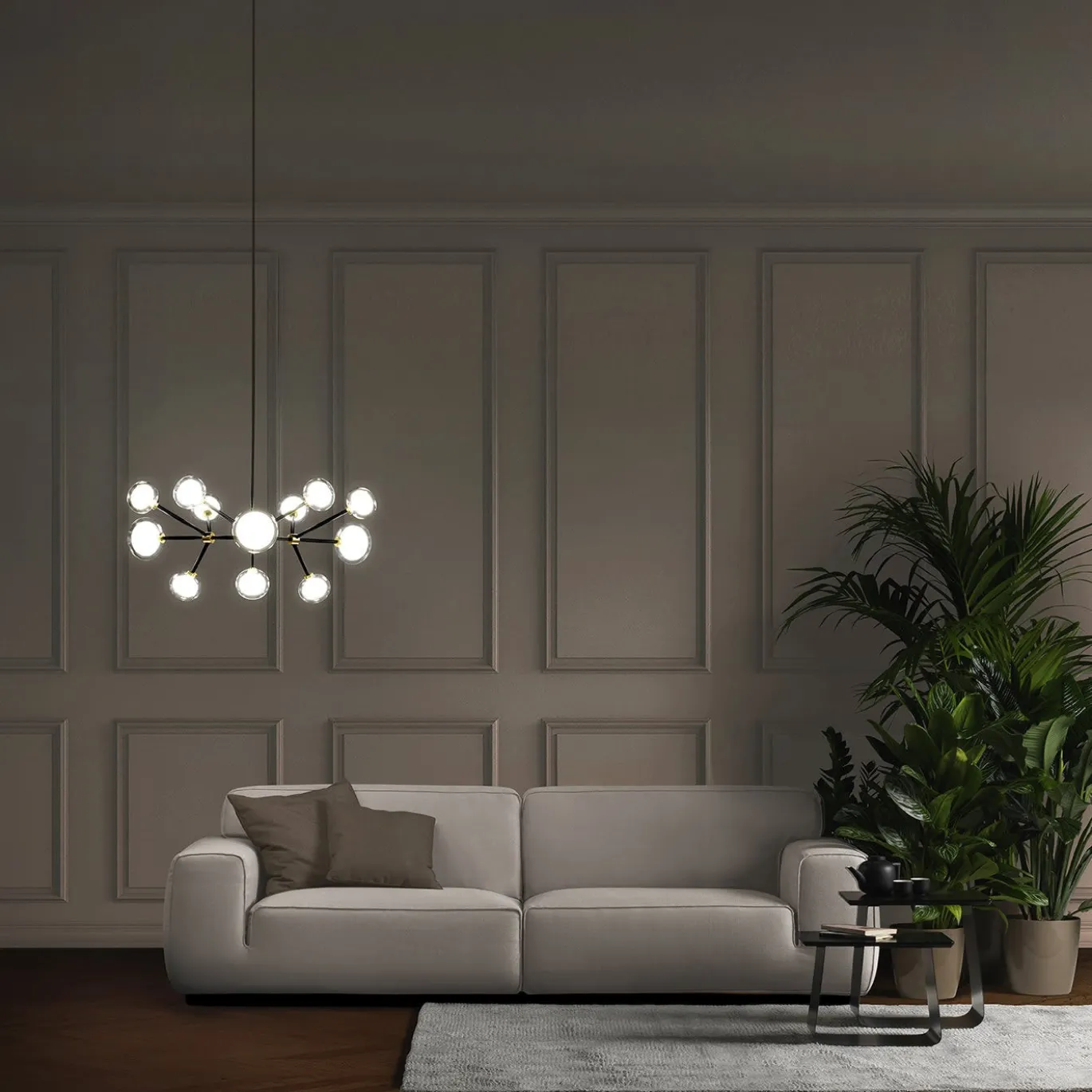 Lampadario Nabila a 12 luci in vetro trasparente di Corrado Dotti