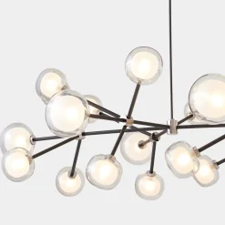 Lampadario Nabila in vetro trasparente con 48 luci