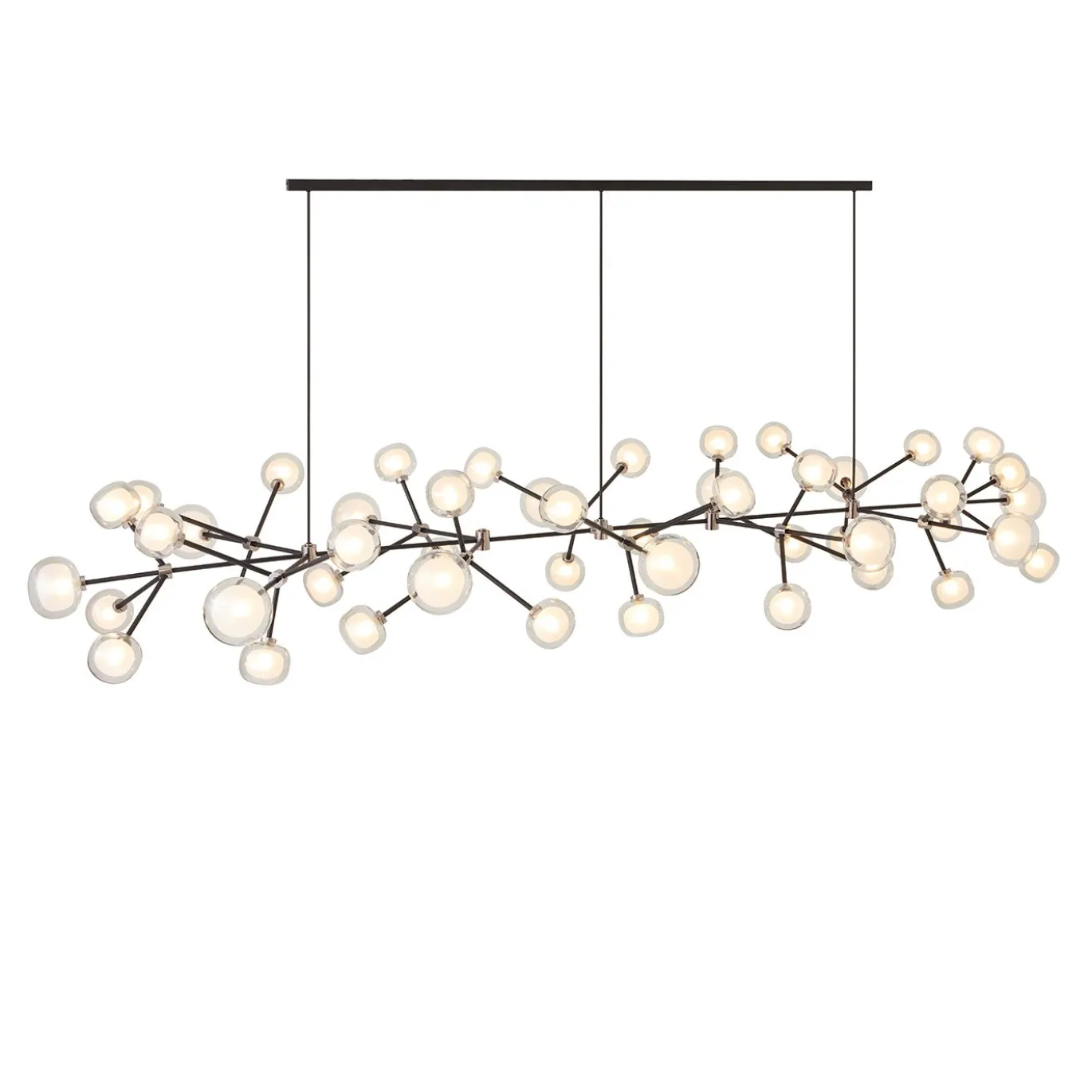 Lampadario Nabila in vetro trasparente con 48 luci