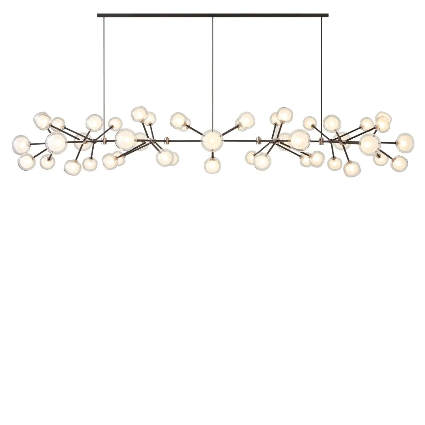 Lampadario Nabila in vetro trasparente con 48 luci