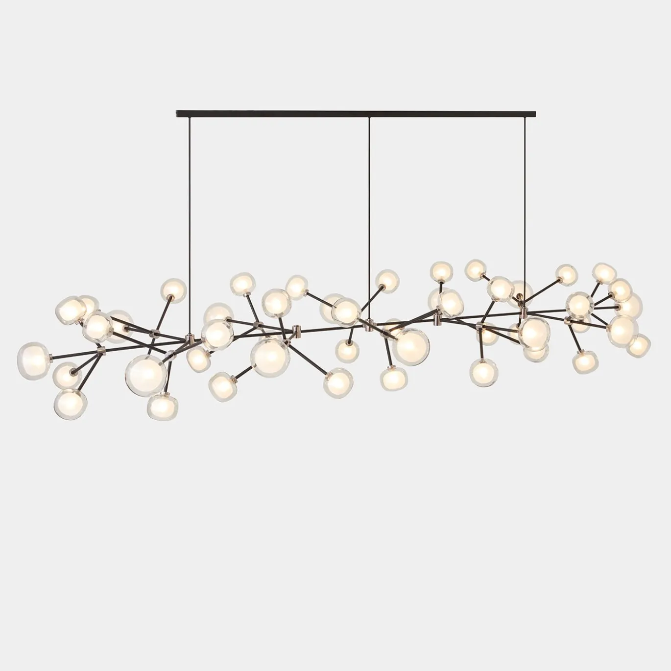 Lampadario Nabila in vetro trasparente con 48 luci