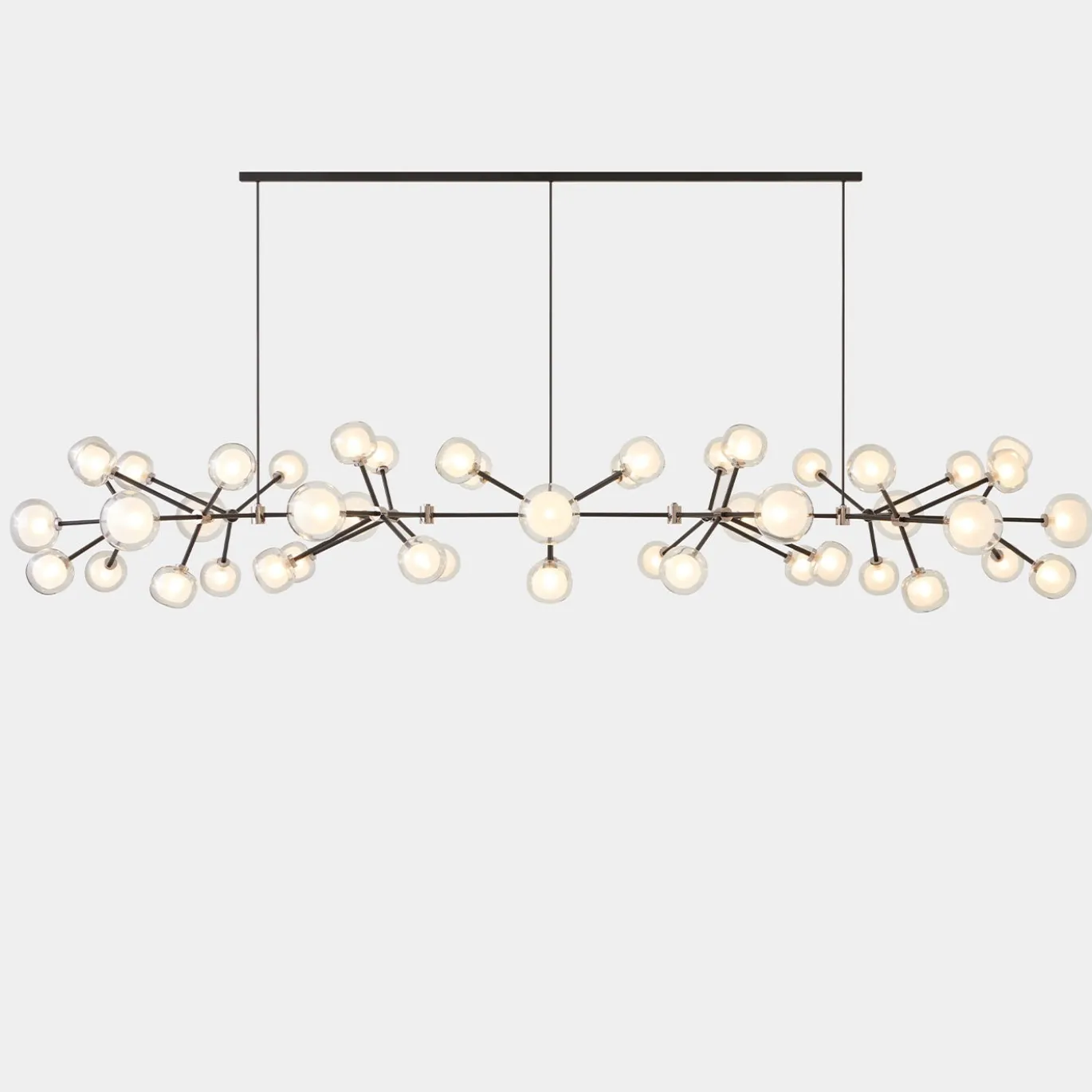 Lampadario Nabila in vetro trasparente con 48 luci