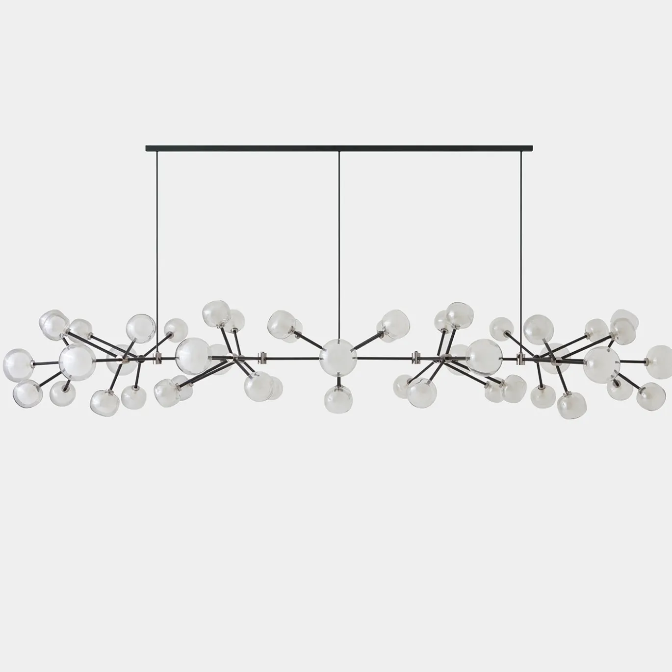 Lampadario Nabila in vetro trasparente con 48 luci