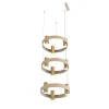 Lampadario Nastro a tre anelli Beige e Oro