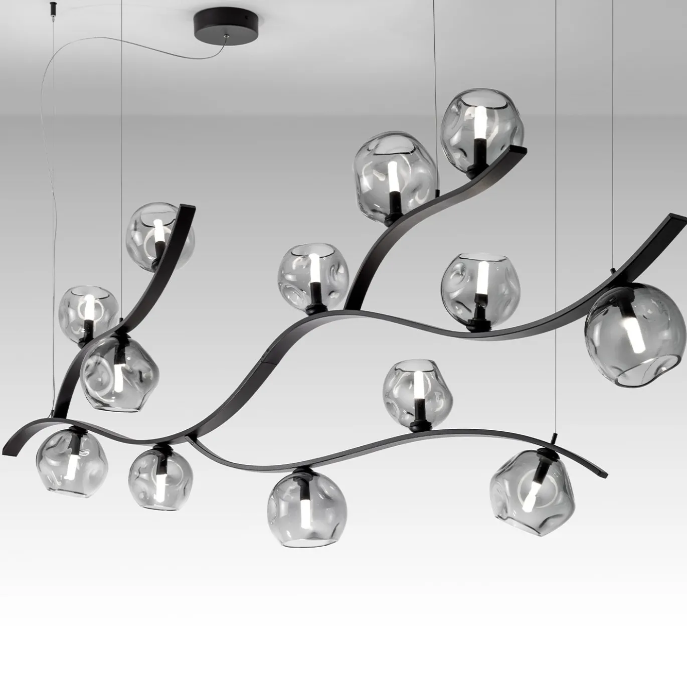 Lampadario Nature con vetri Fumé
