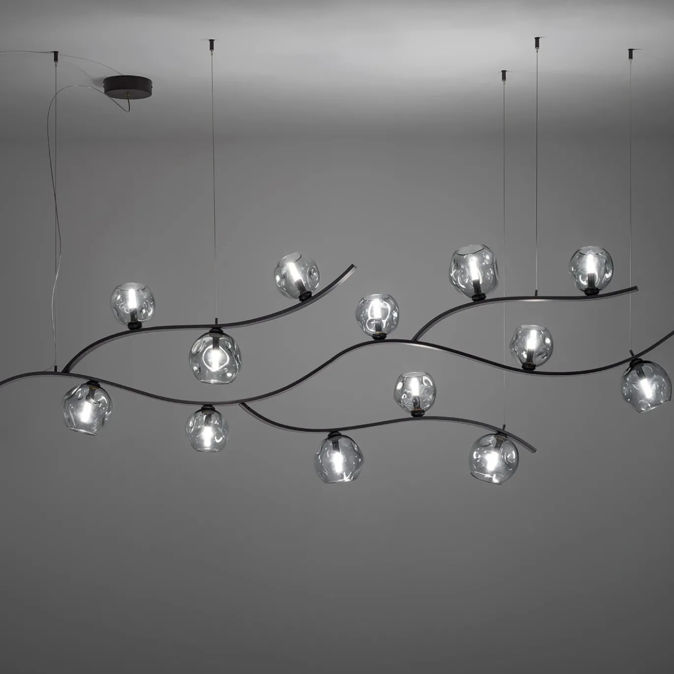 Lampadario Nature con vetri Fumé