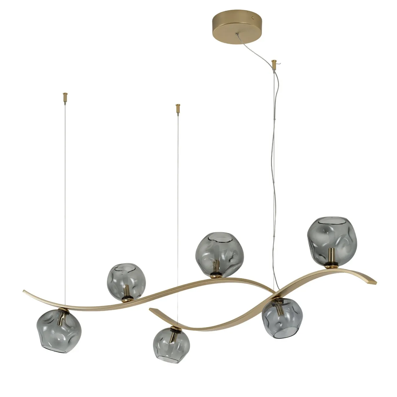 Lampadario Nature Gold con vetro Fumè