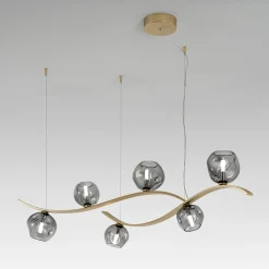 Lampadario Nature Gold con vetro Fumè