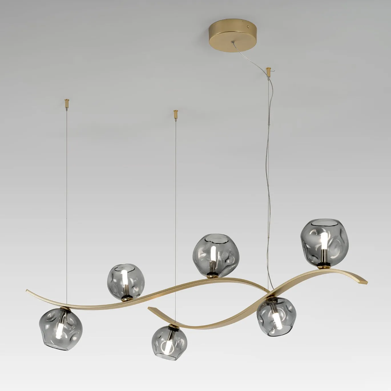Lampadario Nature Gold con vetro Fumè