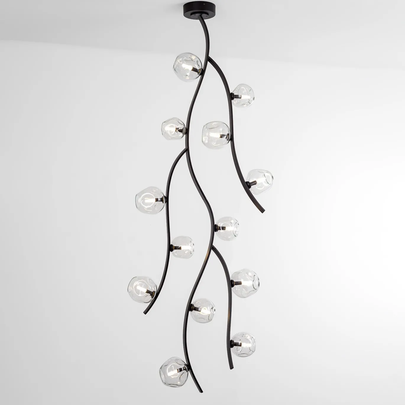 Lampadario Nature Sinuous in metallo nero