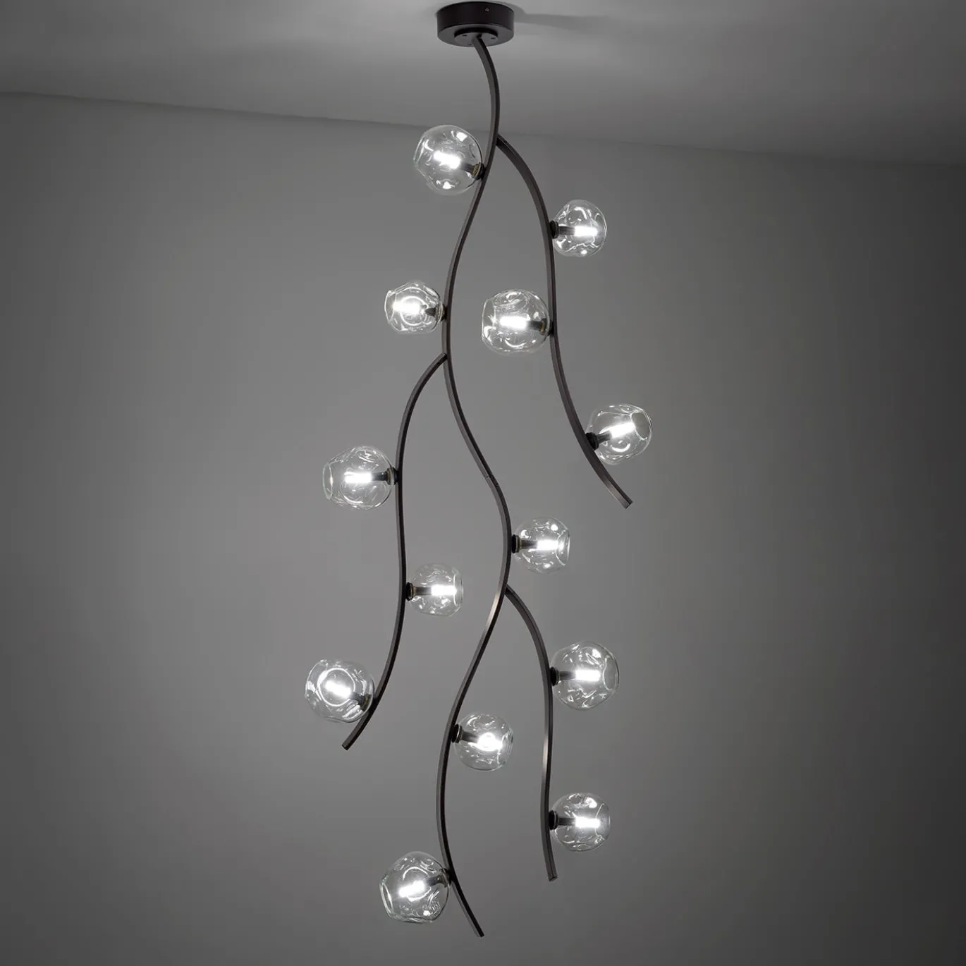 Lampadario Nature Sinuous in metallo nero