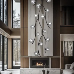 Lampadario Nature Sinuous in metallo nero