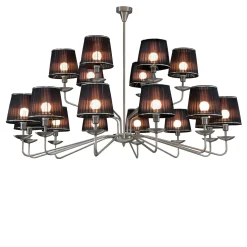Lampadario Nova in Nichel Satinato e Tessuto Nero #2