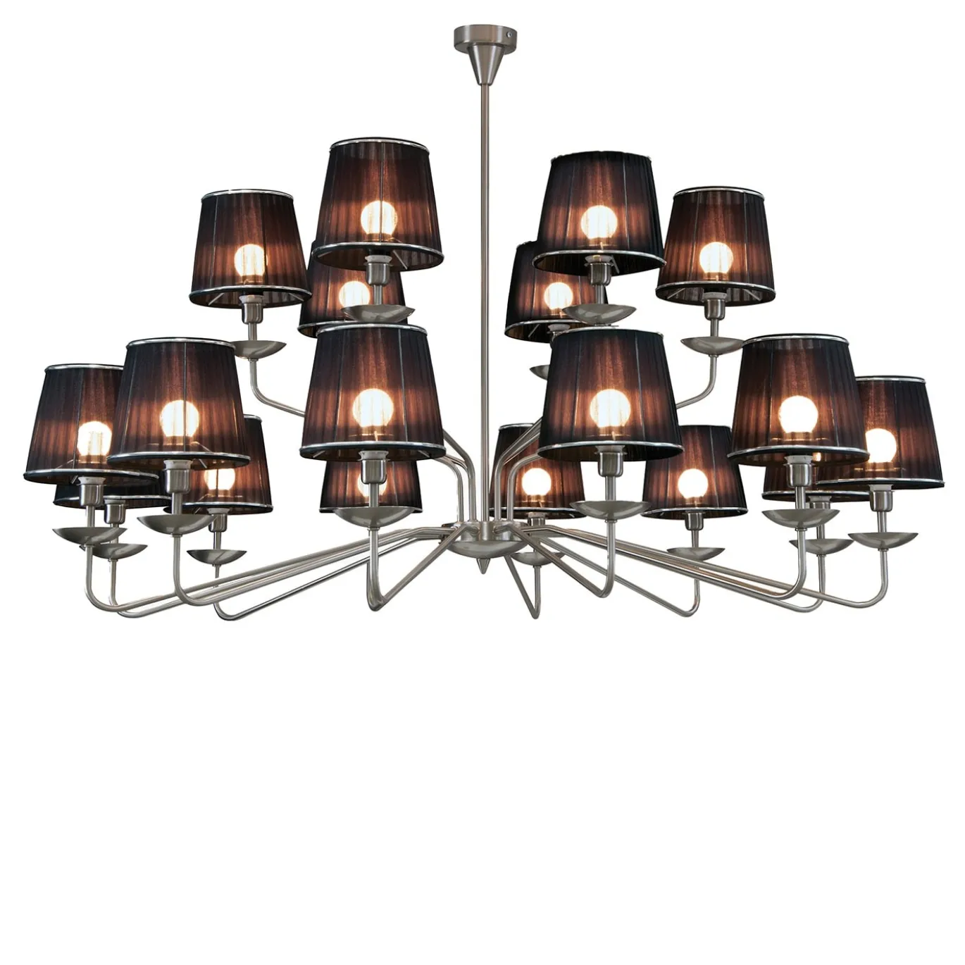 Lampadario Nova in Nichel Satinato e Tessuto Nero #2