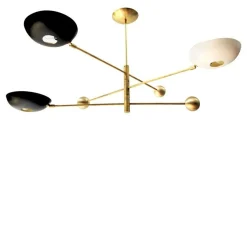 Lampadario Orbitale Compatto in Ottone con 3 bracci bilanciati rotanti