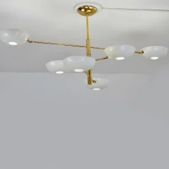 Lampadario Orbitale Doppio in ottone a sei braccia