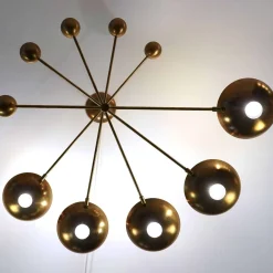 Lampadario Orbitale in Ottone con 5 bracci bilanciati rotanti