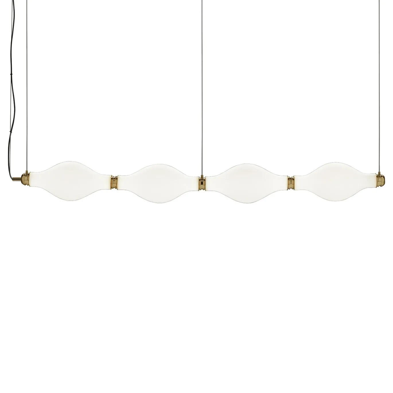 Lampadario orizzontale Dewy S4 in vetro bianco