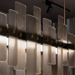 Lampadario Oscar in vetro bronzo