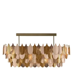 Lampadario ovale King Peacock oro/trasparente/bianco