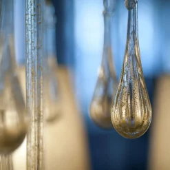 Lampadario ovale Vasari a 8 luci in vetro di Murano color fumè
