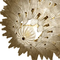 Lampadario Palme in vetro cristallo e ottone