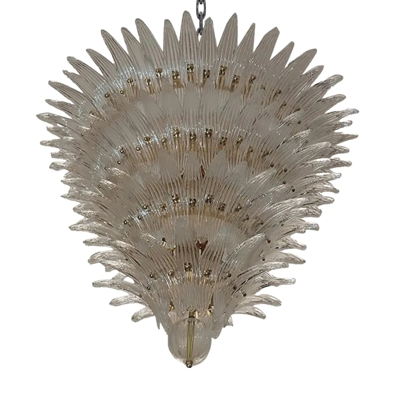 Lampadario Palme in vetro cristallo e ottone