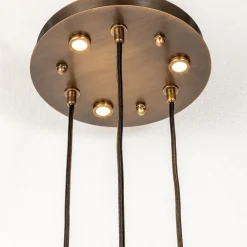 Lampadario Peacock in ottone a tre luci