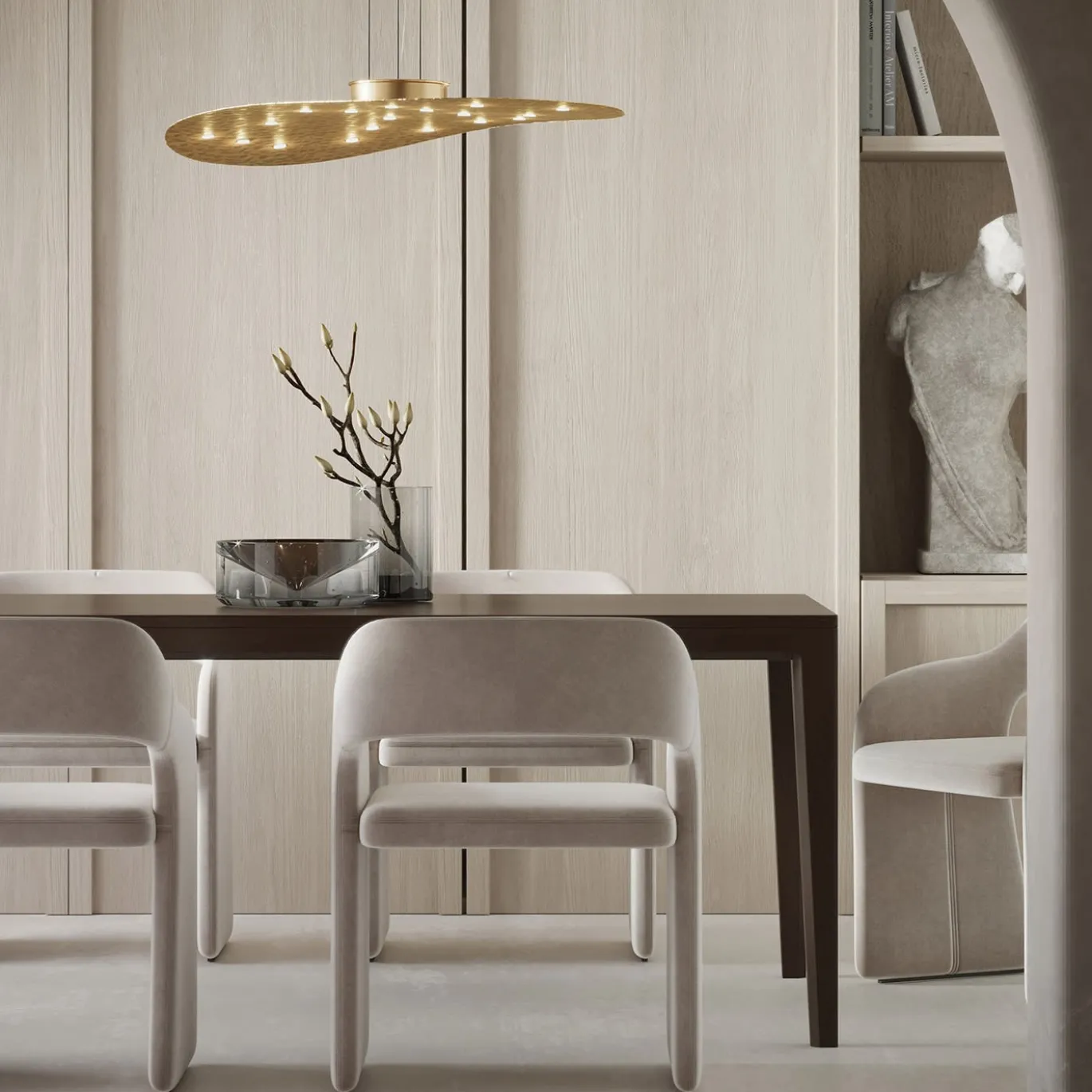 Lampadario piatto d'oro