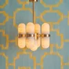 Lampadario Pills in ottone satinato e alabastro